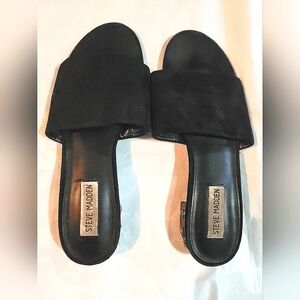 Steve Madden Black Women's Suede Slide Sandals